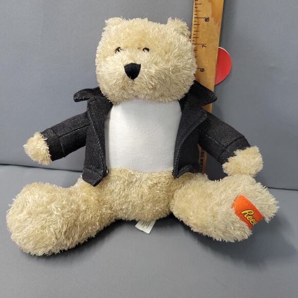 Reese's Bear Plush Galerie Teddy 8" Sitting Denim Jacket Stuffed Animal Toy - Picture 8 of 13